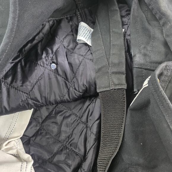 Carhartt Bib Overalls Mens Large Tall Black Insulated Quilt Lined Duck Canvas - Picture 15 of 16